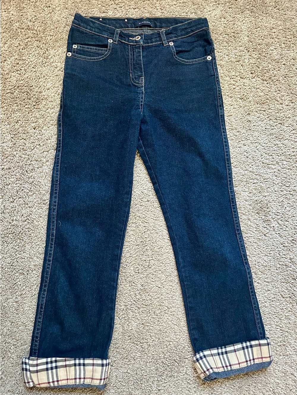 Burberry boys ClassicJeans with Cuffed Plaid Hem 8y